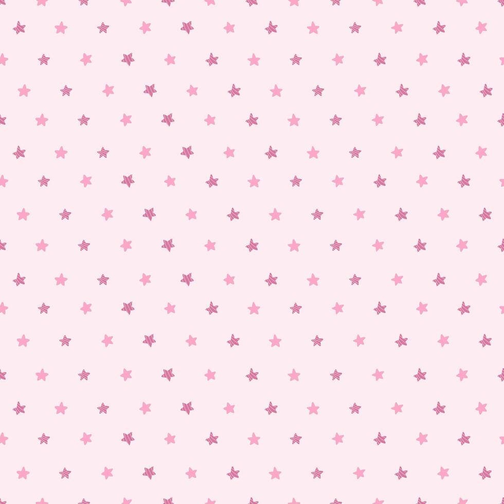 Seamless pattern with stars. Hand drawn flat vector illustration on pink background. Great for celebration, party and birthday themes.