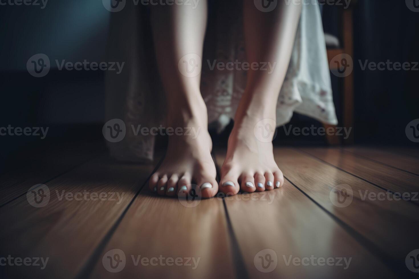 AI generated Pair feet painted nails perfect. Generate AI photo