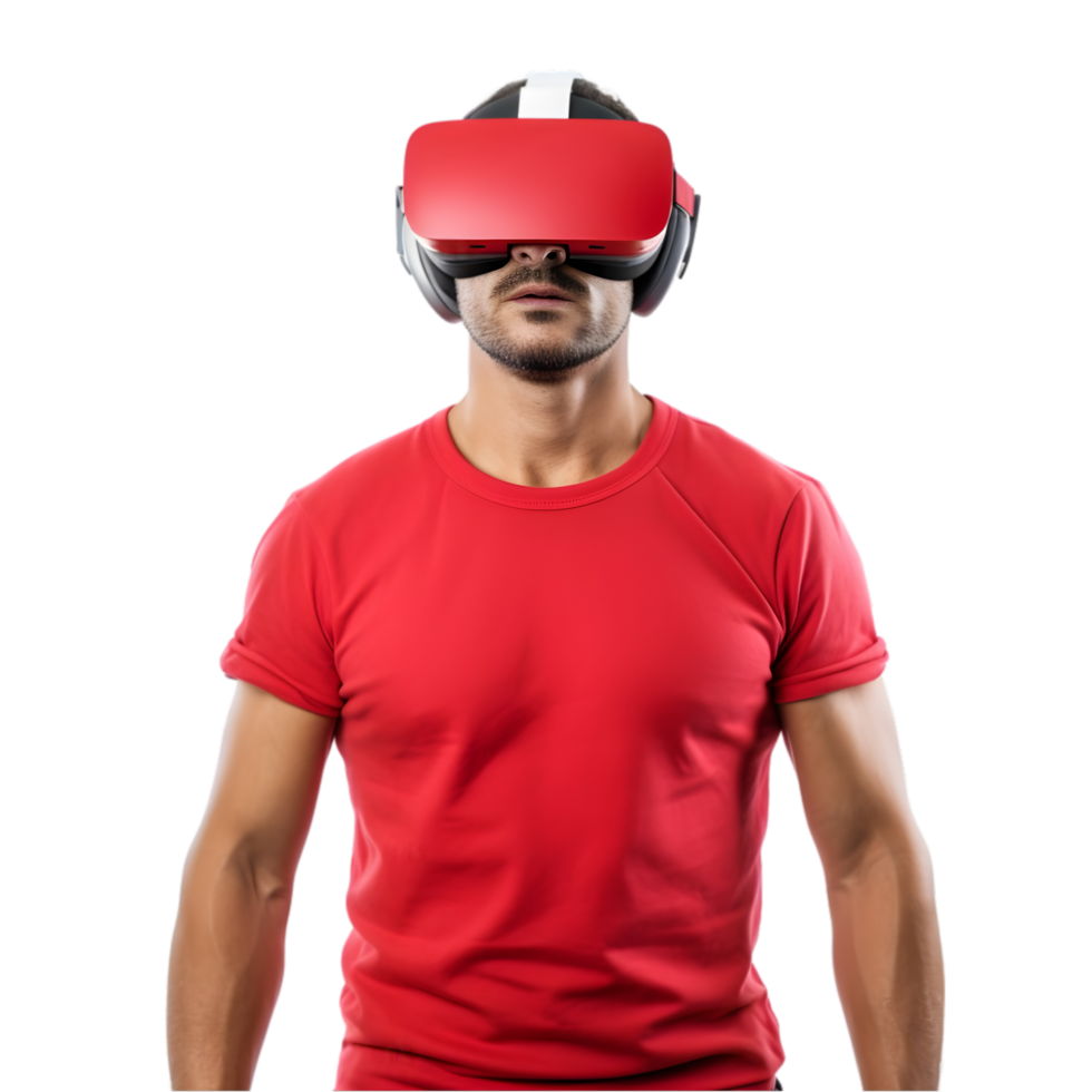 AI generated Man Wearing VR Headset on transparent background PNG image
