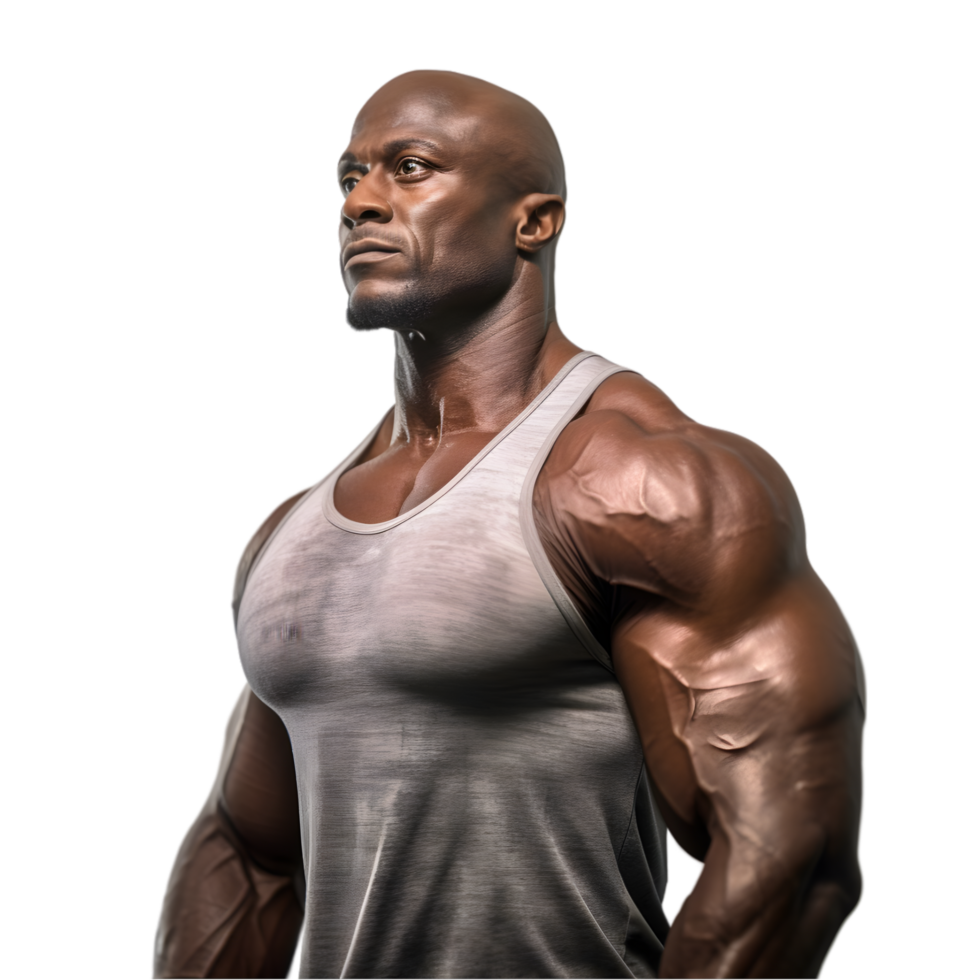 AI generated portrait of body builder on transparent background PNG image