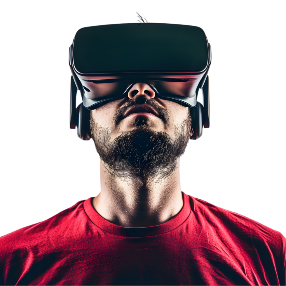 AI generated Man Wearing VR Headset on transparent background PNG image