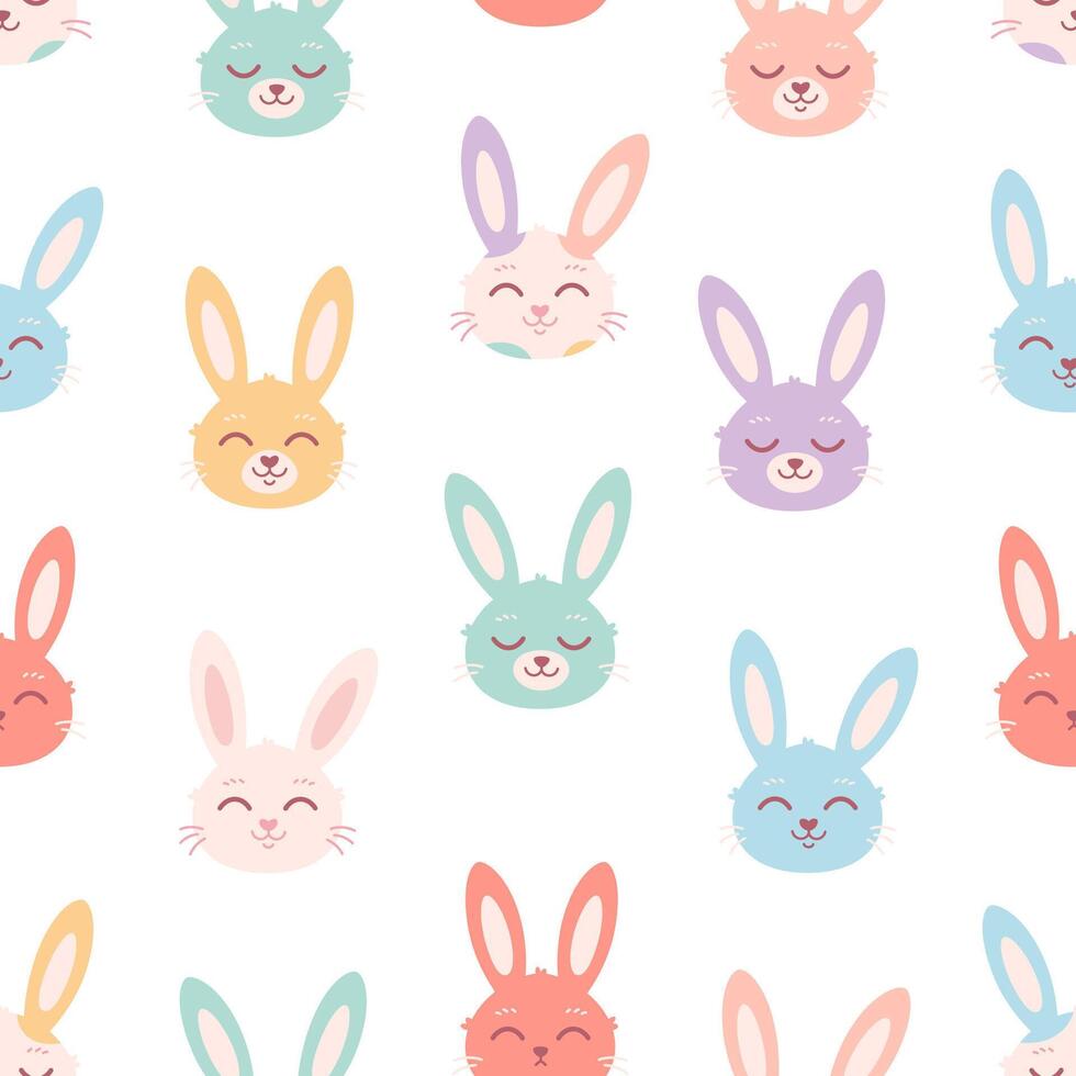 Colorful bunnies seamless pattern. Easter bunny. Nursery minimalist print. Printing on textiles, wallpaper, wrapping paper vector