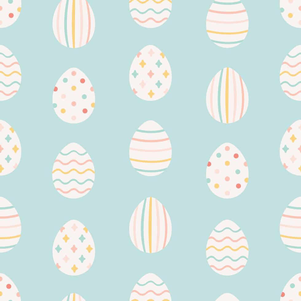 Easter eggs seamless pattern. Painted colorful eggs. Happy Easter. vector