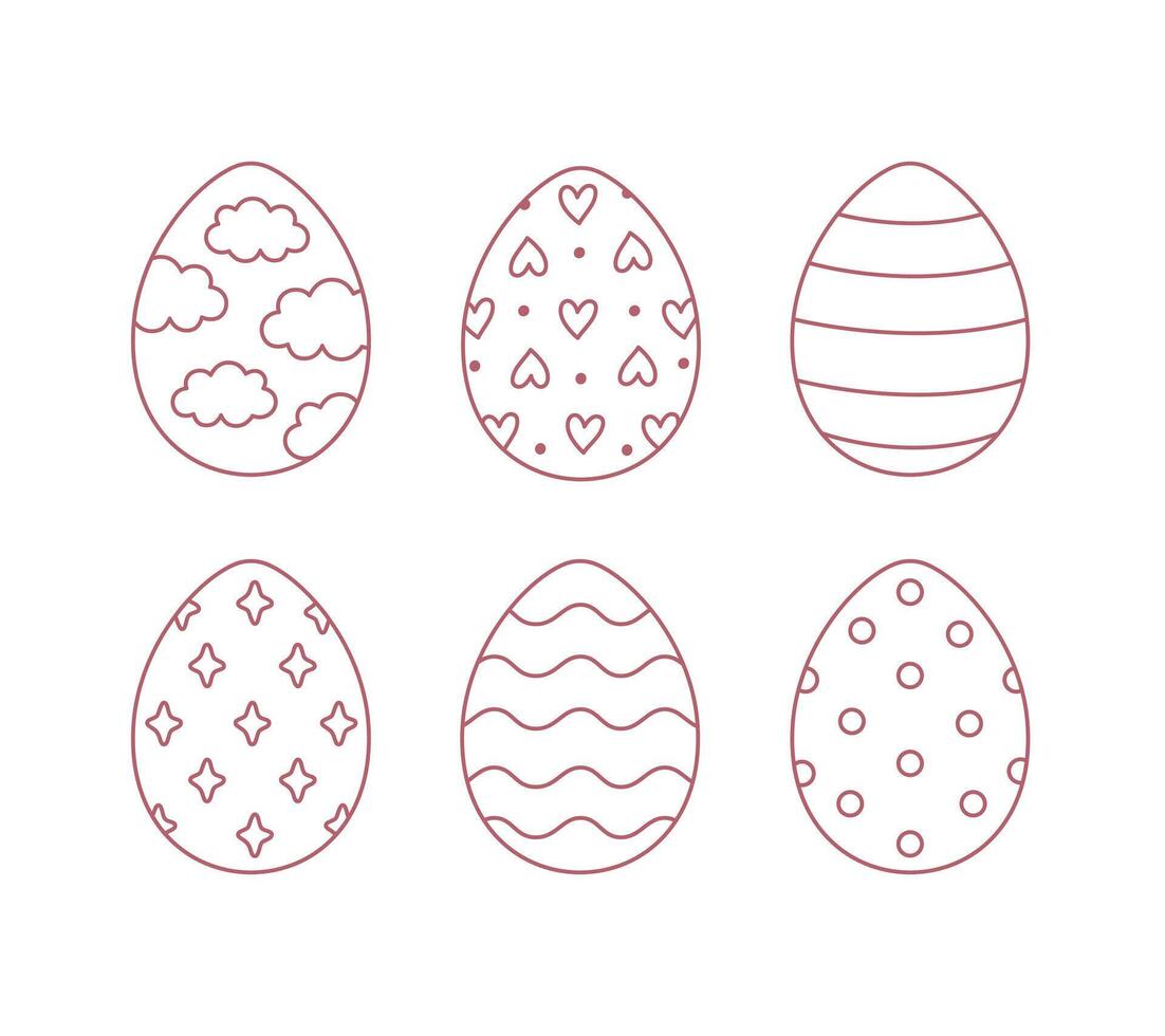 contorno Pascua de Resurrección huevos. colorante libro. contento Pascua de Resurrección. mano dibujado vector ilustración