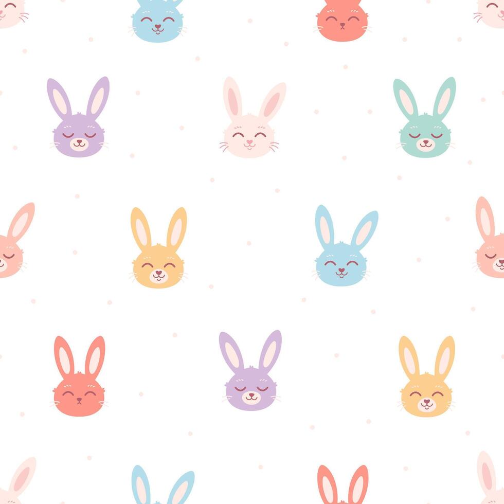 Colorful bunnies seamless pattern. Easter bunny. Nursery minimalist