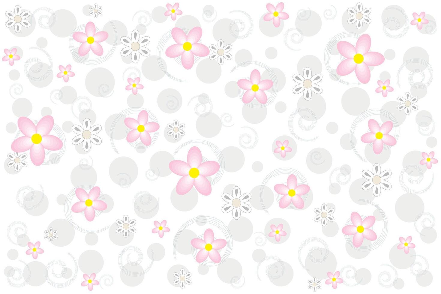 Illustration, pattern of flower with circle and line on white background. vector