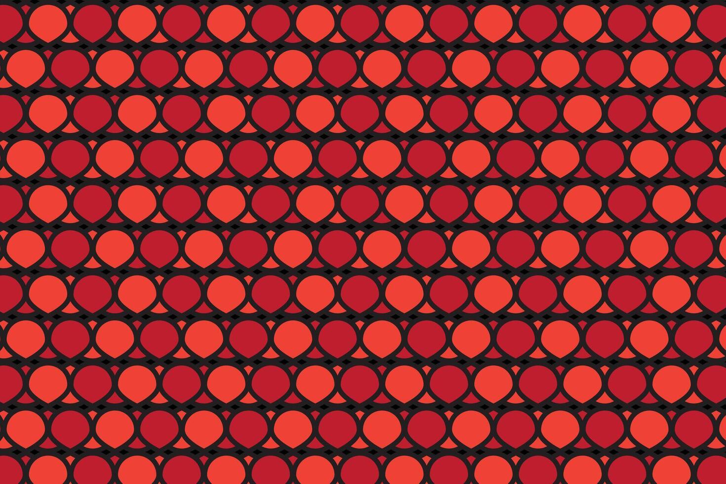 Illustration, pattern of red drop circle on black background. vector