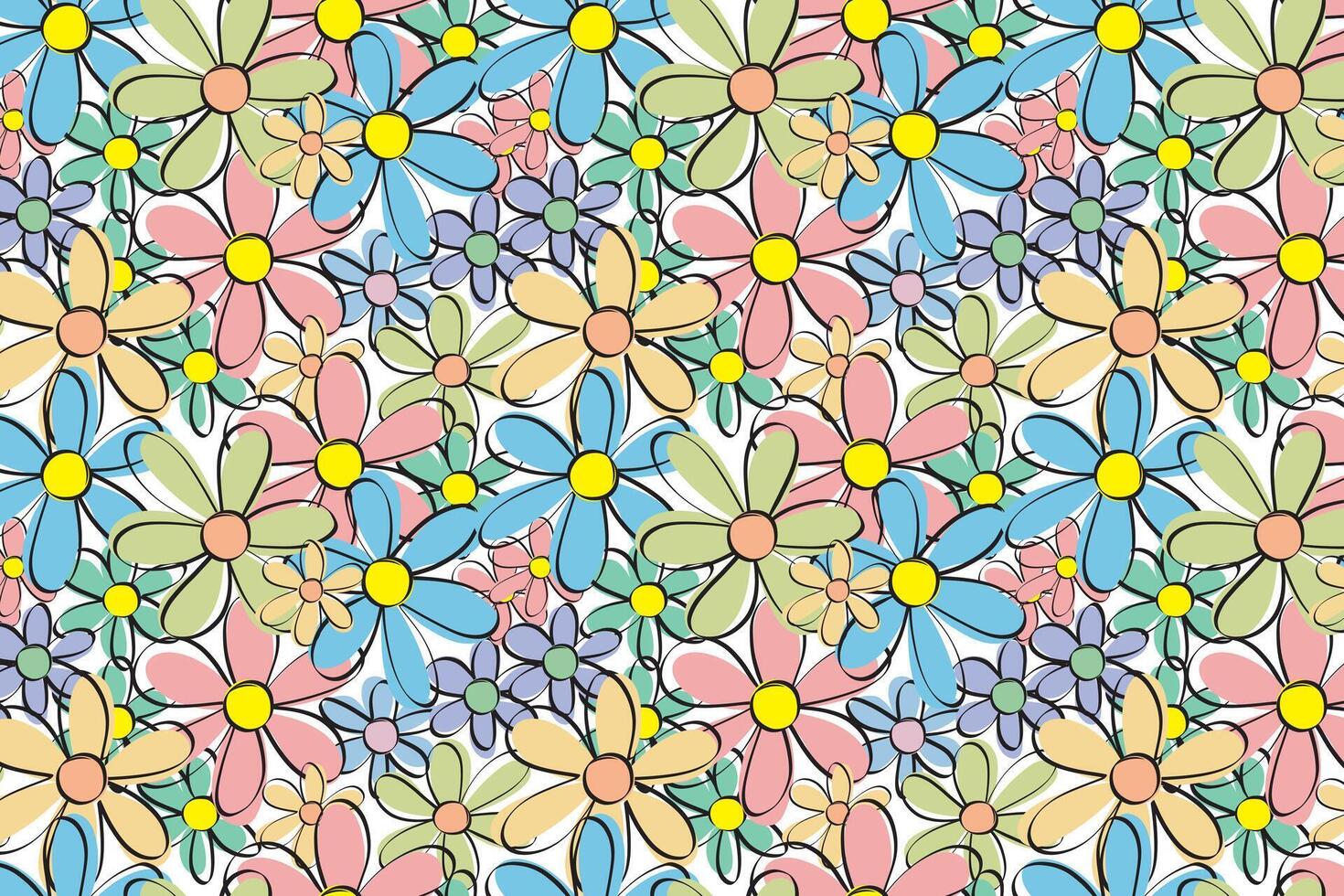 ilustración modelo línea y color de flor en blanco antecedentes. vector