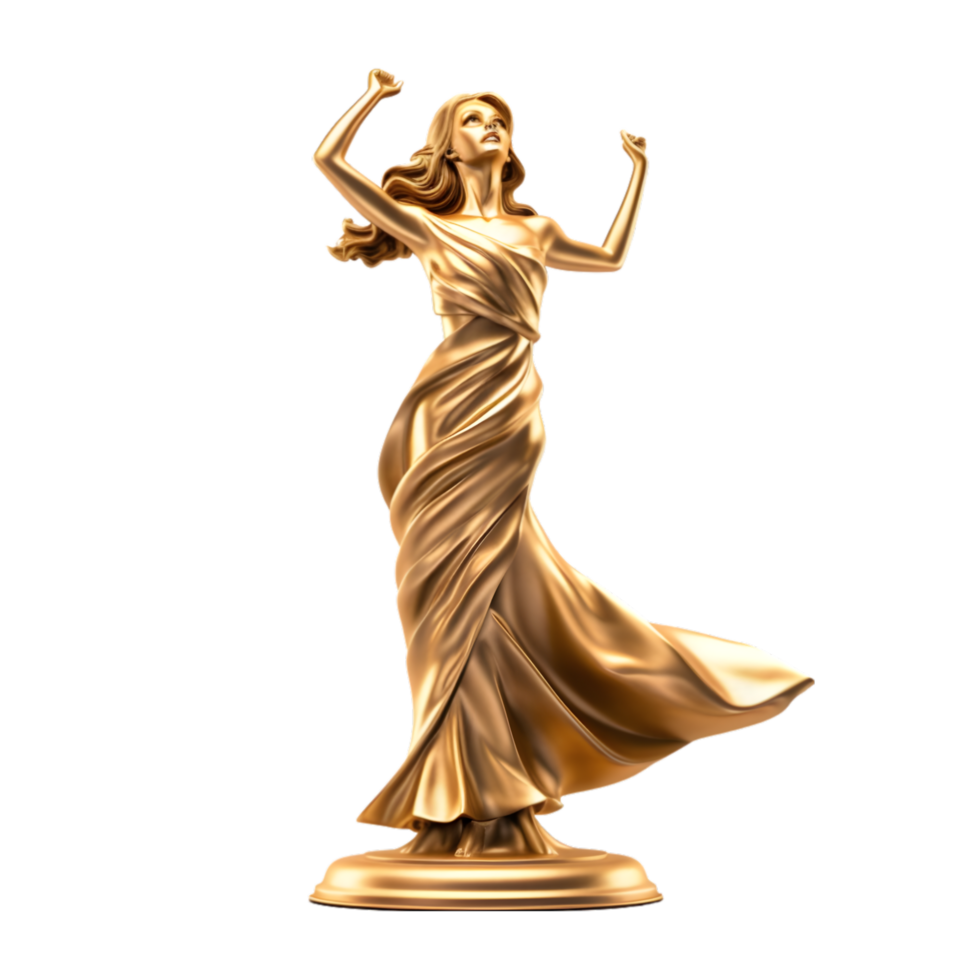 AI generated Golden Heroine Statue Award on transparent background PNG image