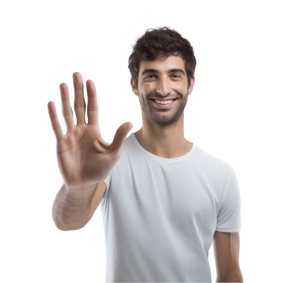 AI generated Man Waving Hand and Smiling on transparent background PNG image