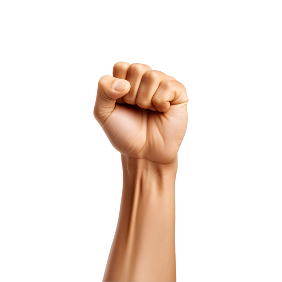 AI generated fist raised on transparent background PNG image