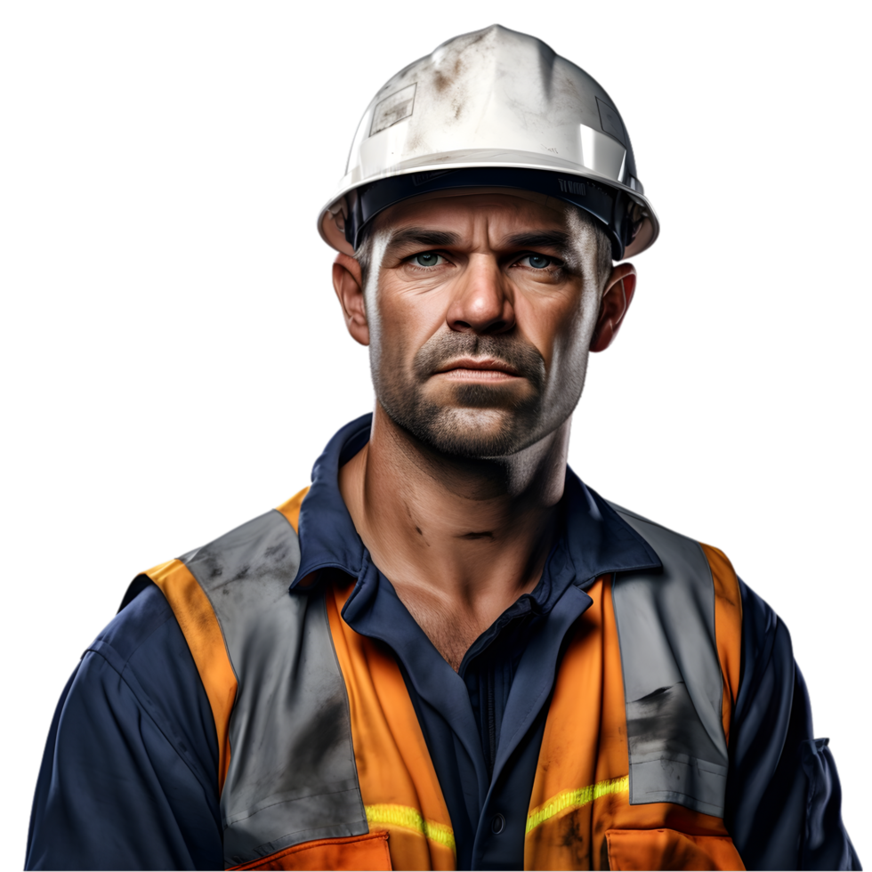 AI generated portrait of a worker on transparent background PNG image