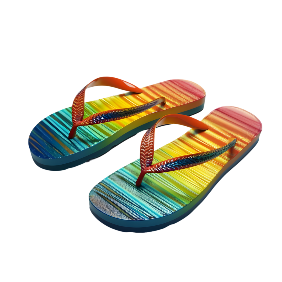 AI generated colorful flip flops on transparent background PNG image