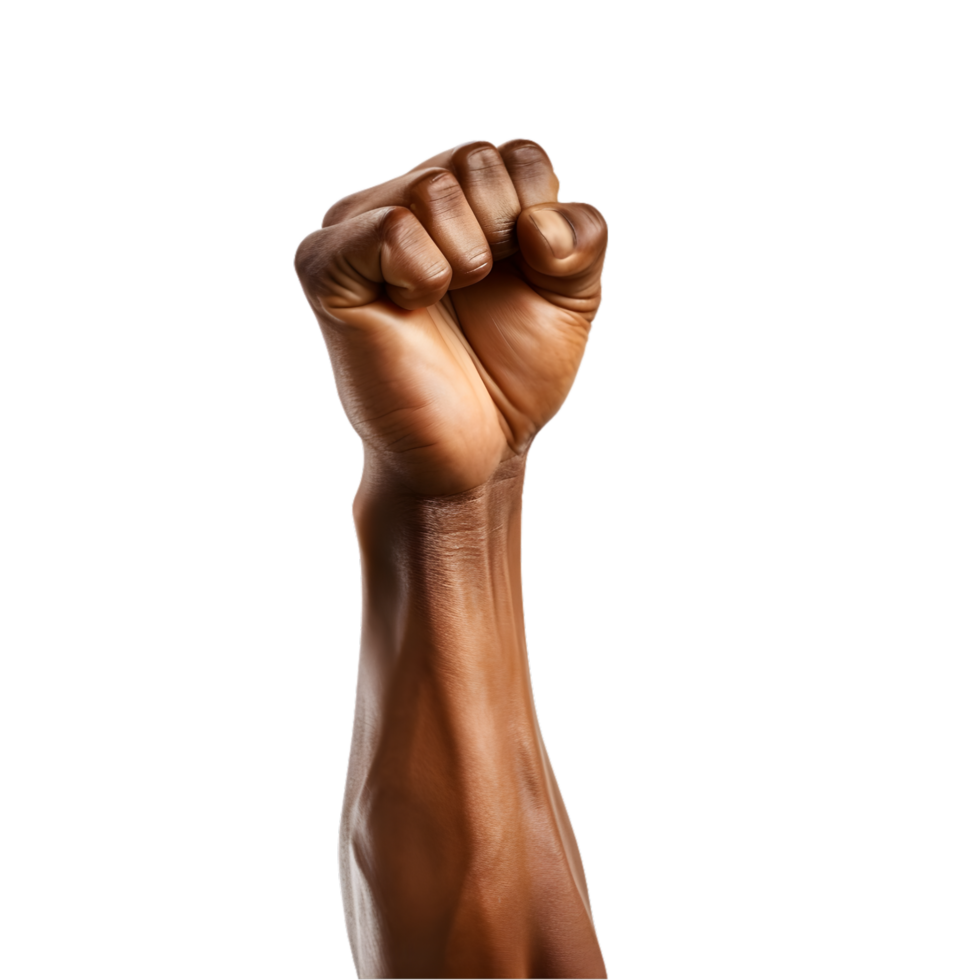 AI generated fist raised on transparent background PNG image