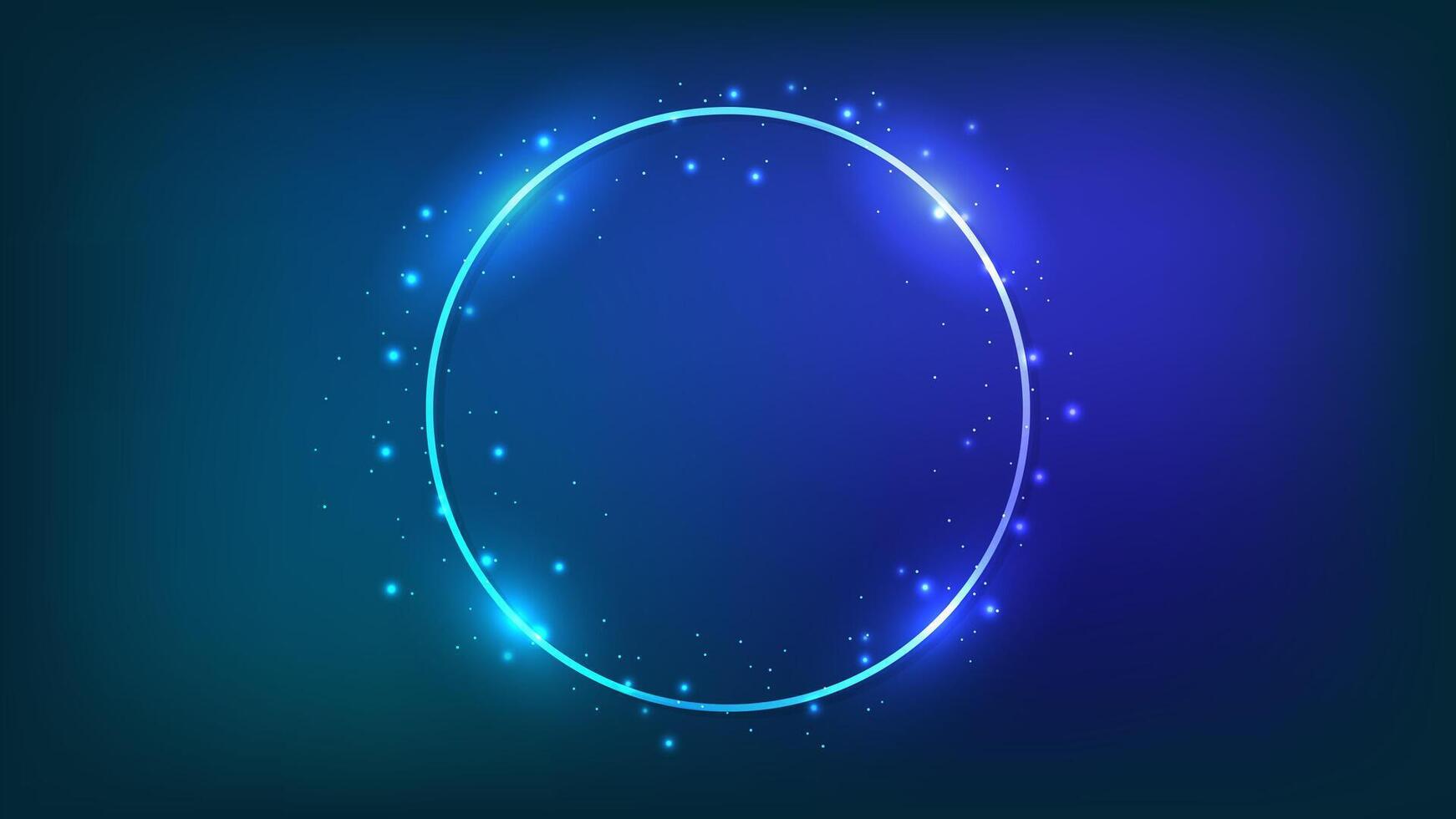 Neon round frame with shining effects vector