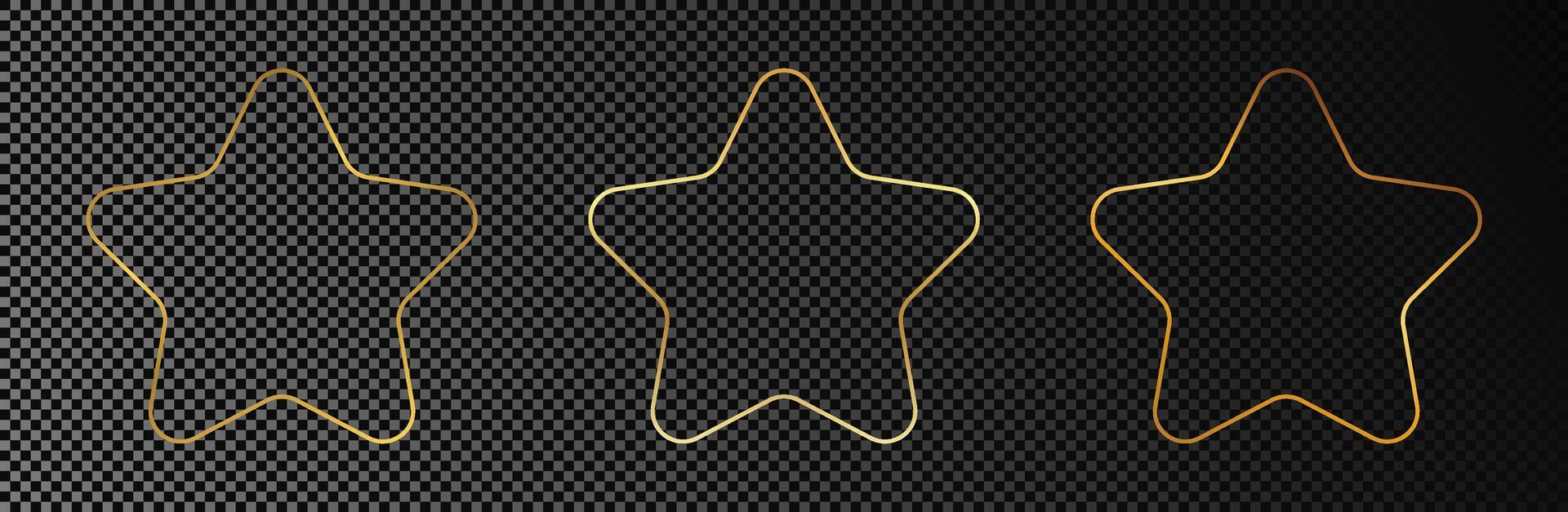 Gold glowing rounded star shape frame vector