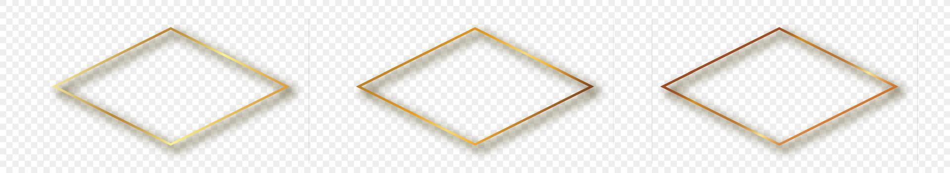 Gold glowing rhombus  shape frame vector