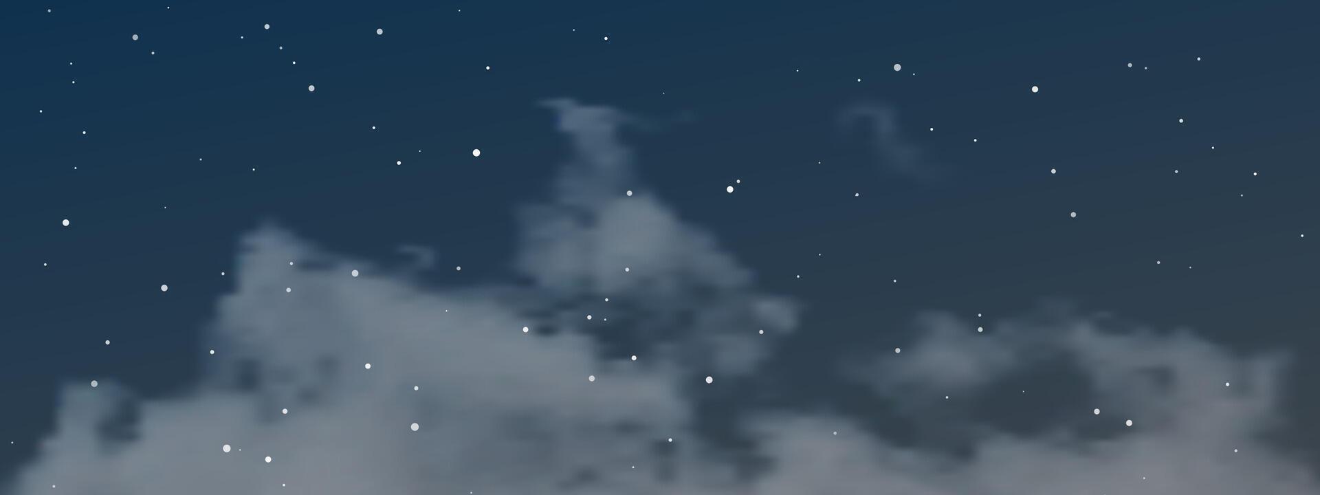 Night sky with clouds and many stars vector