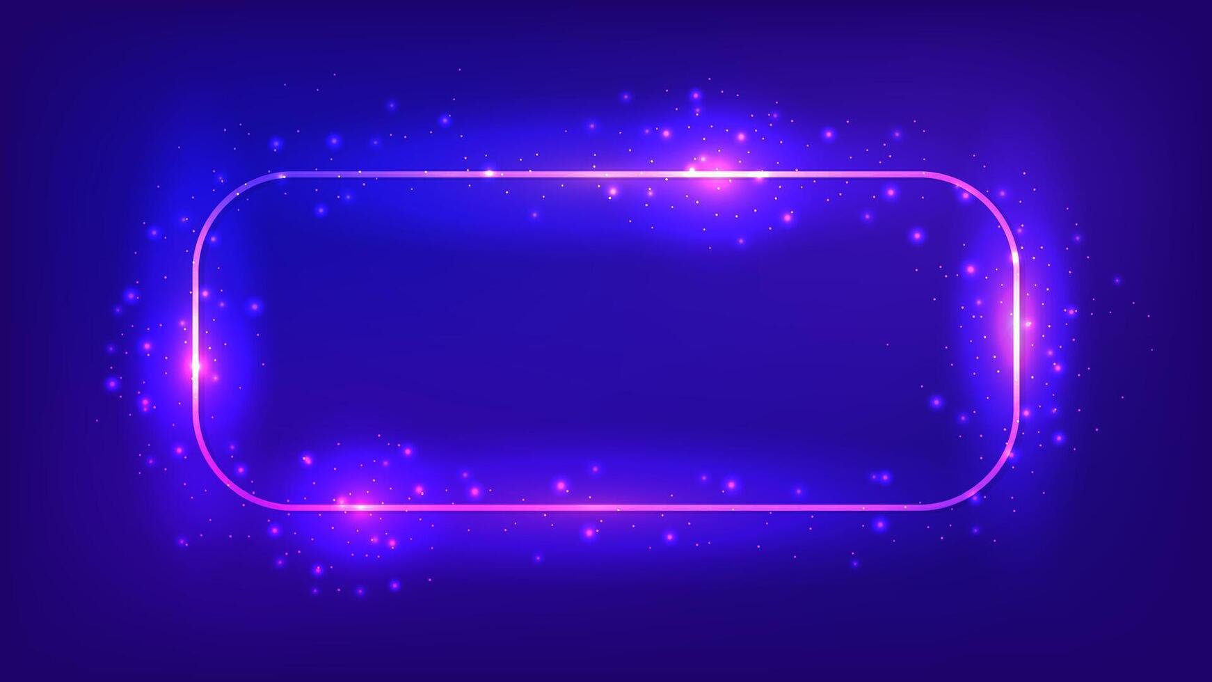 Neon rectangular frame with shining effects vector