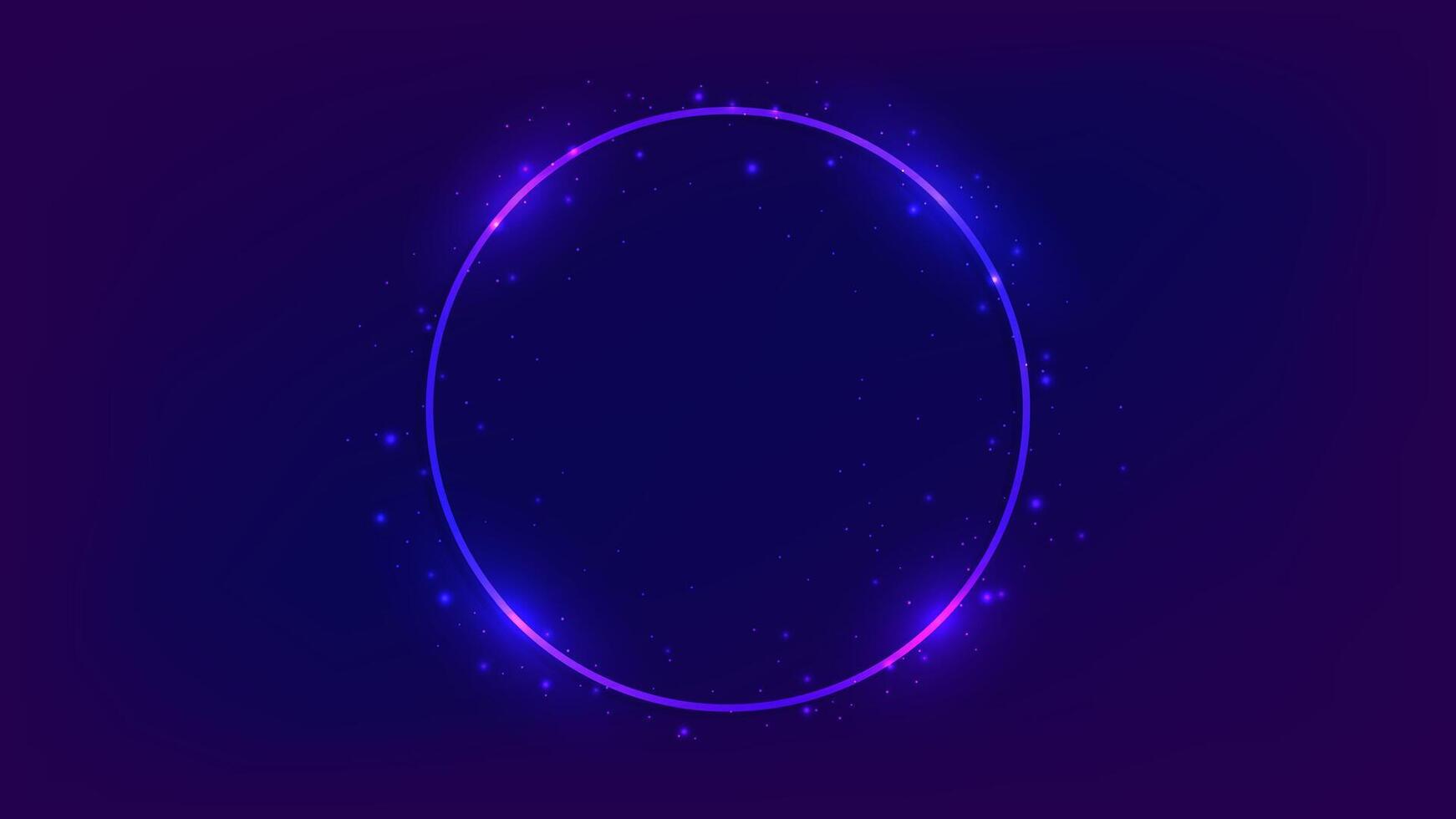 Neon round frame with shining effects vector