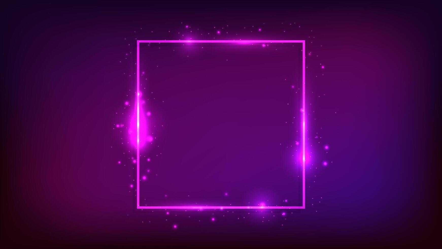 Neon square frame with shining effects vector