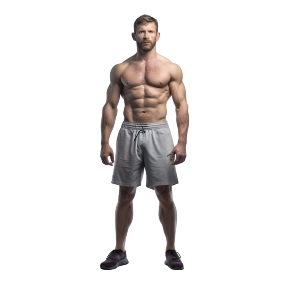 AI generated portrait of man doing gym workout on transparent background PNG image