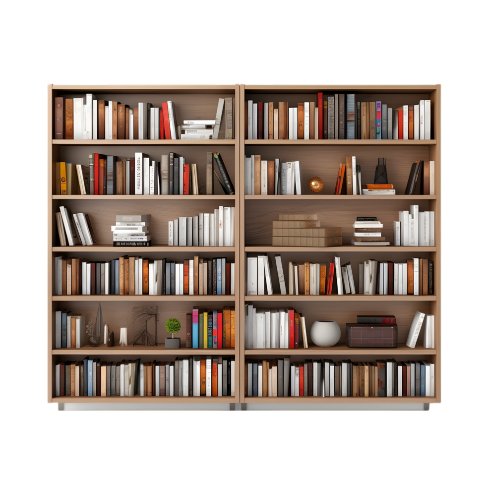 AI generated Bookshelf on transparent background PNG image