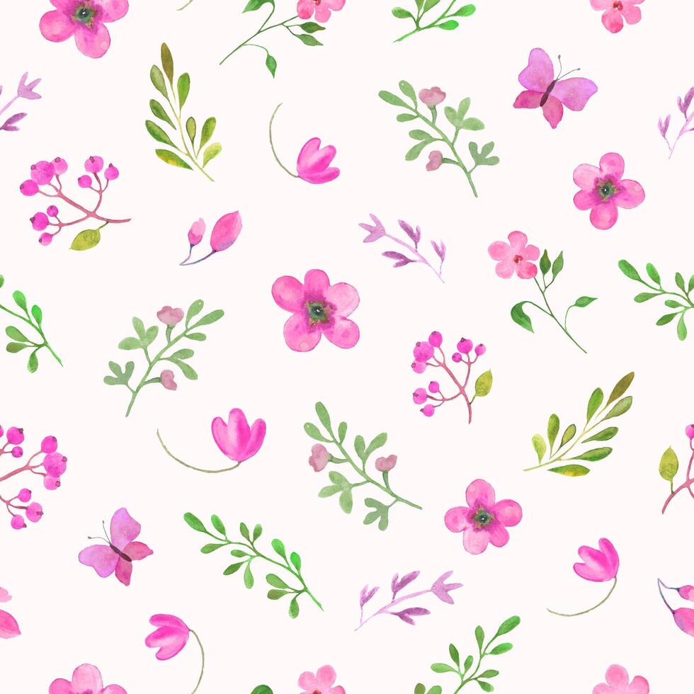 Watercolor seamless pattern. Hand drawn illustration isolated on pastel background. Vector EPS.