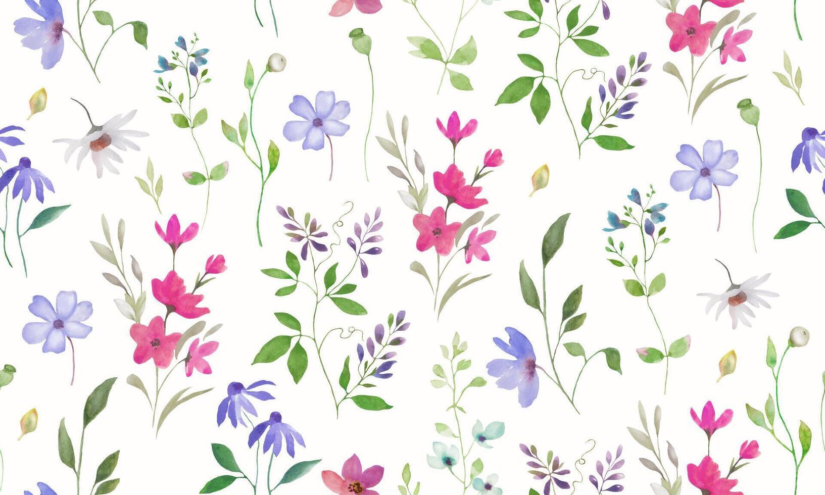 Seamless watercolor floral pattern. Hand drawn illustration isolated on pastel background. Vector EPS.