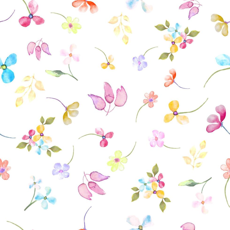 Seamless watercolor  floral pattern. Hand drawn illustration isolated on white background. Vector EPS.