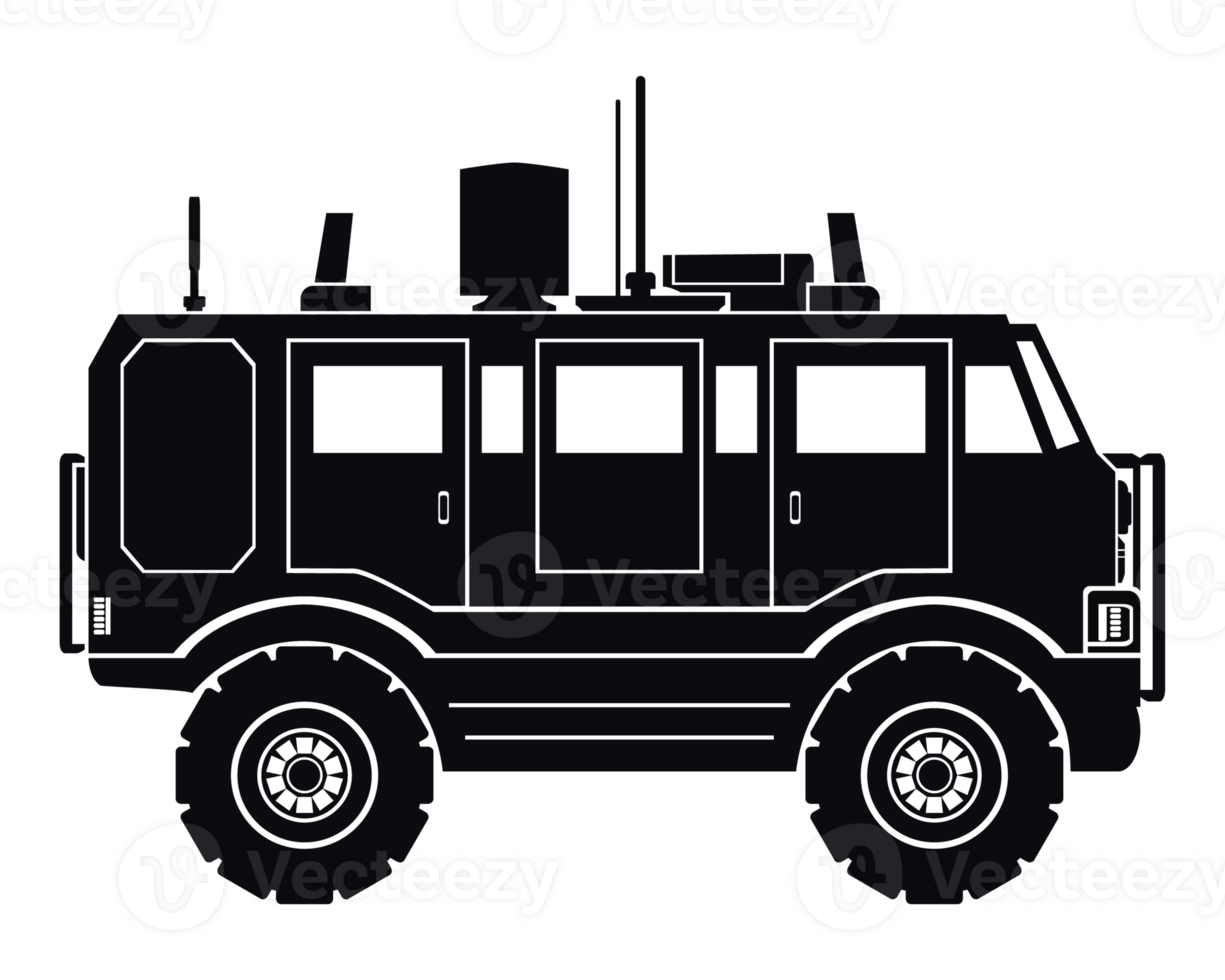 Commercial Van silhouette. Black icon. Transportation, delivery symbols, pictogram. PNG Illustration.