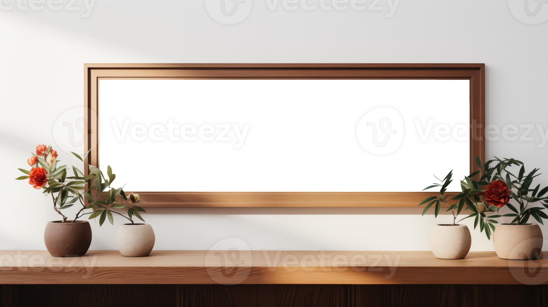 AI generated Mockup frame on wall. Colorful illustration with PNG frame