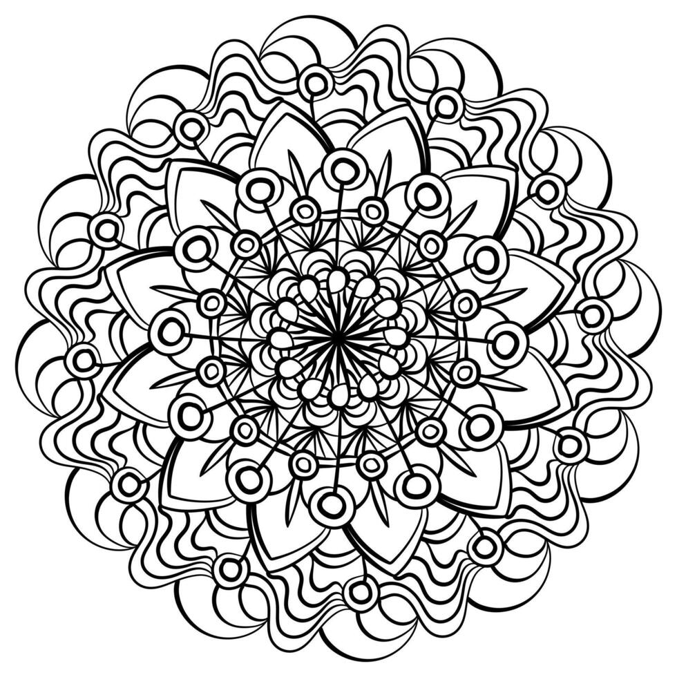 meditativo mandala con círculos y líneas, contorno colorante página para actividad vector