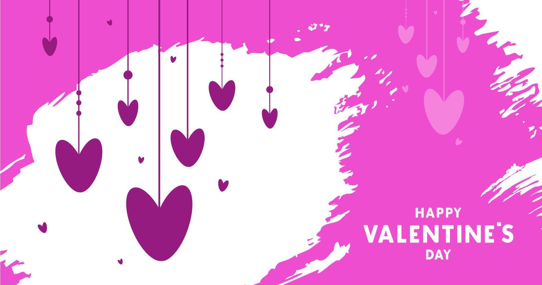 Vector Hanging hearts by Valentine day. Wallpaper with text. Background in flat style. For greeting card, logo, sale, product, design