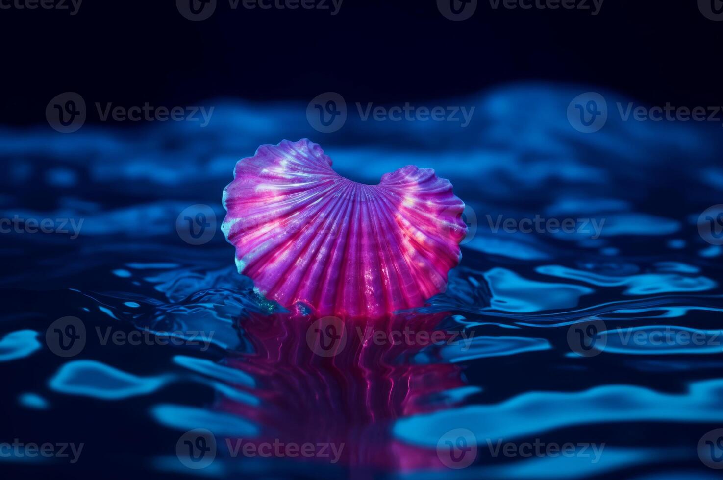 AI generated Heart shaped seashell floating on water. Generate ai photo