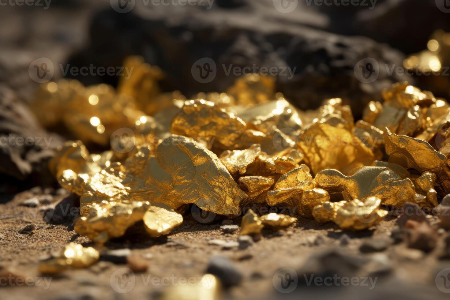 AI generated Mining gold nugget mineral. Generate ai photo