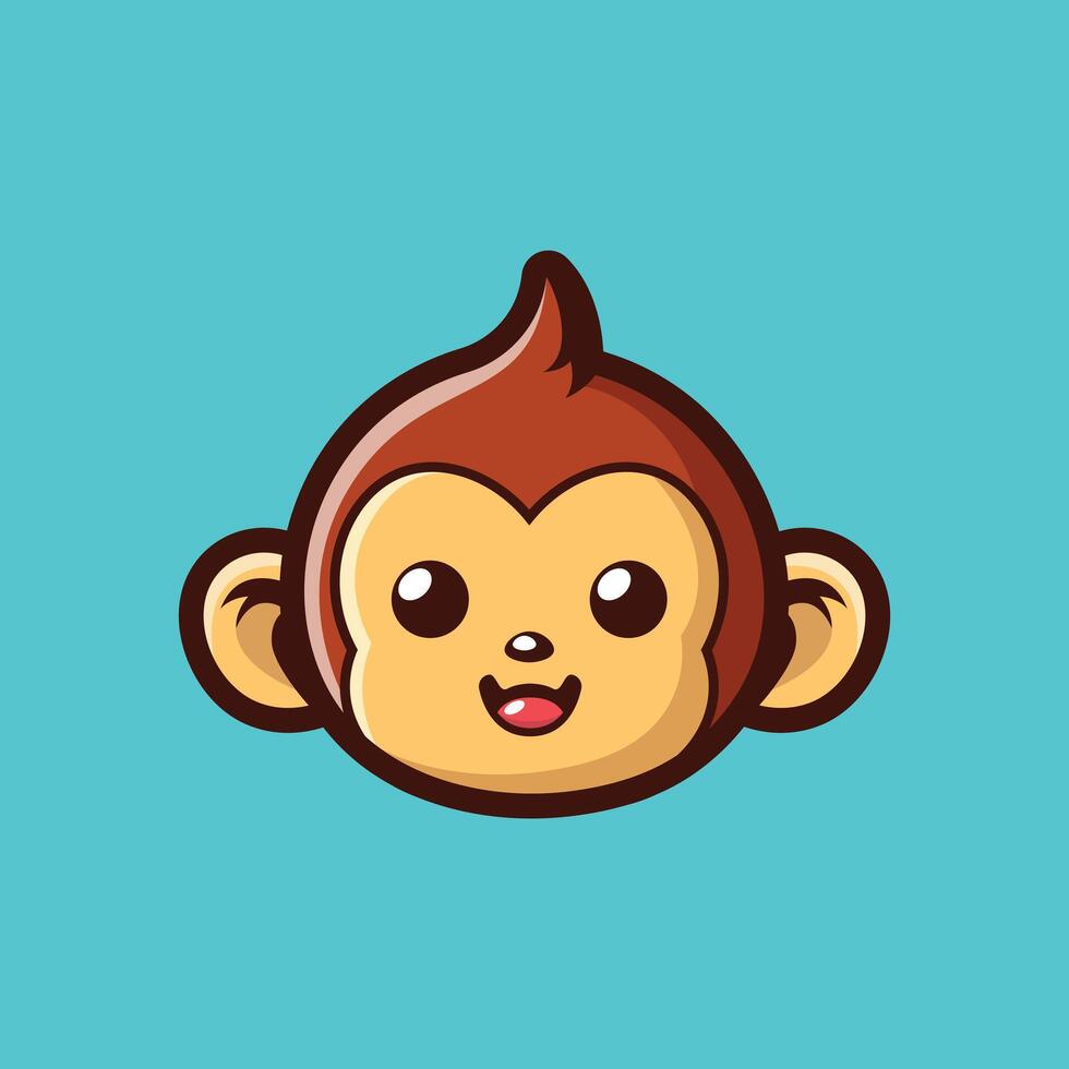 Cute Monkey Face Cartoon Vector Icon Illustration Animal Nature Icon Concept Isolated