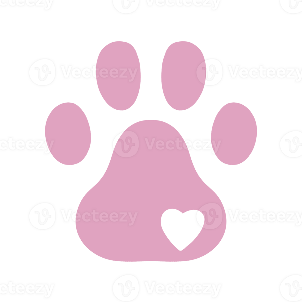 Paw print icon with a heart transparent backgorund, isolated png