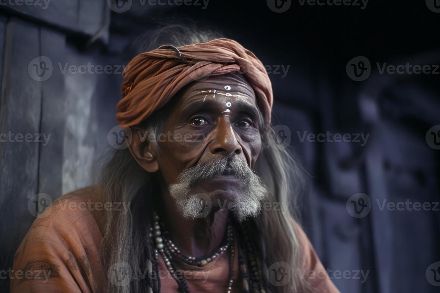 AI generated Indian lord guru in sacred place. Generate ai photo