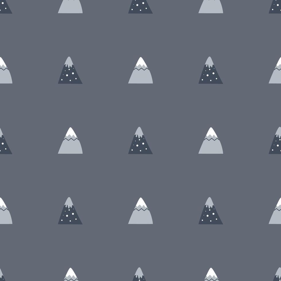 Cute seamless hand-drawn pattern with mountains. Creative background of the Scandinavian mountains vector