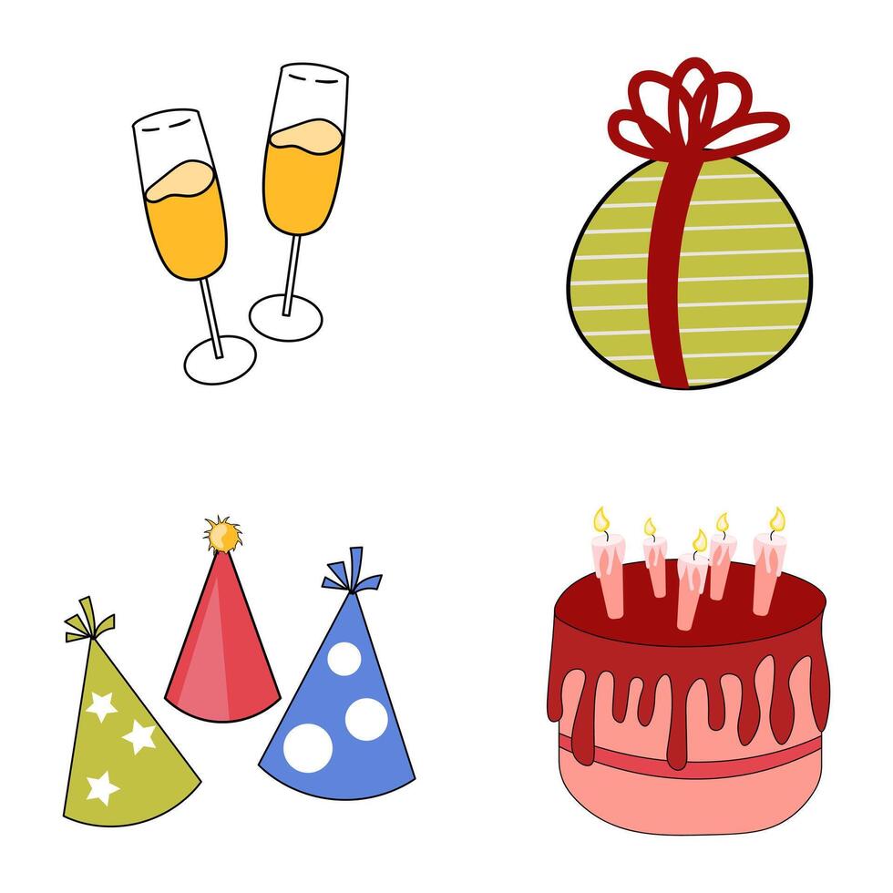 Set of birthday party elements vector