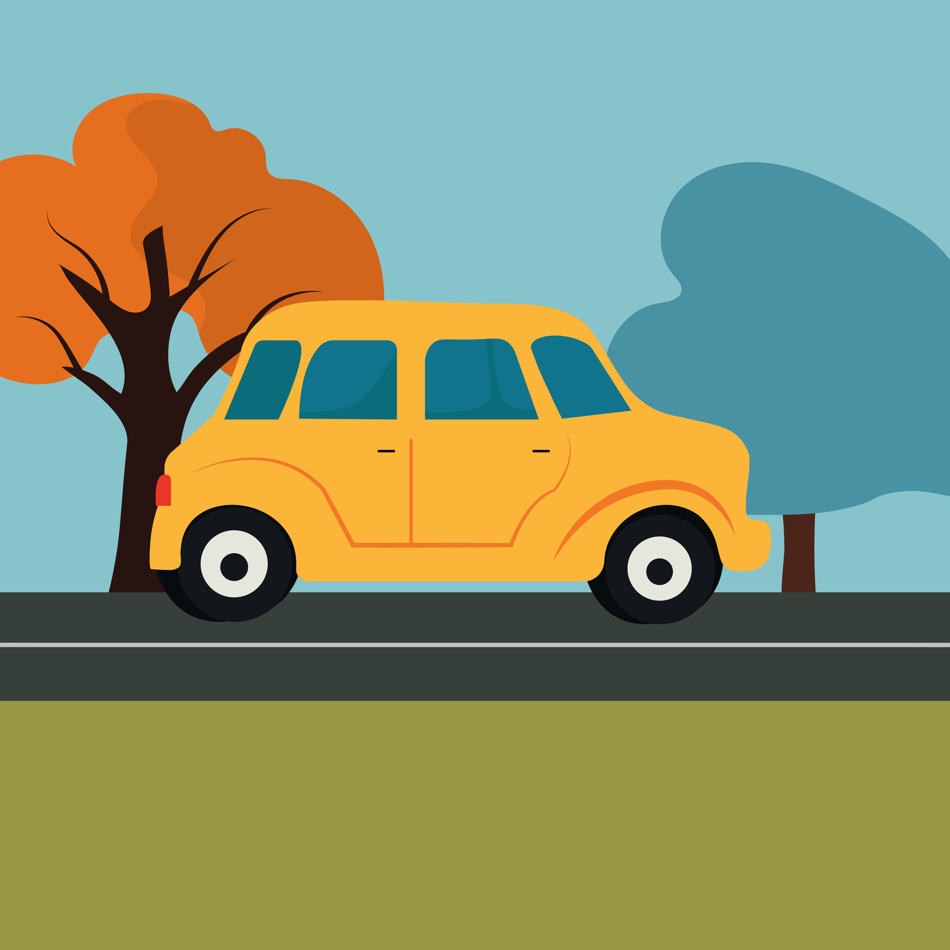 The Car Is Driving On A Highway In The Desert Grass Road And Clouds the-car-is-driving-on-a-highway-in-the-desert-grass-road-and-clouds