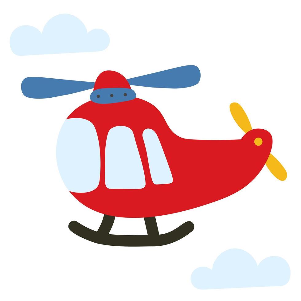 Red cartoon helicopter on a white background vector