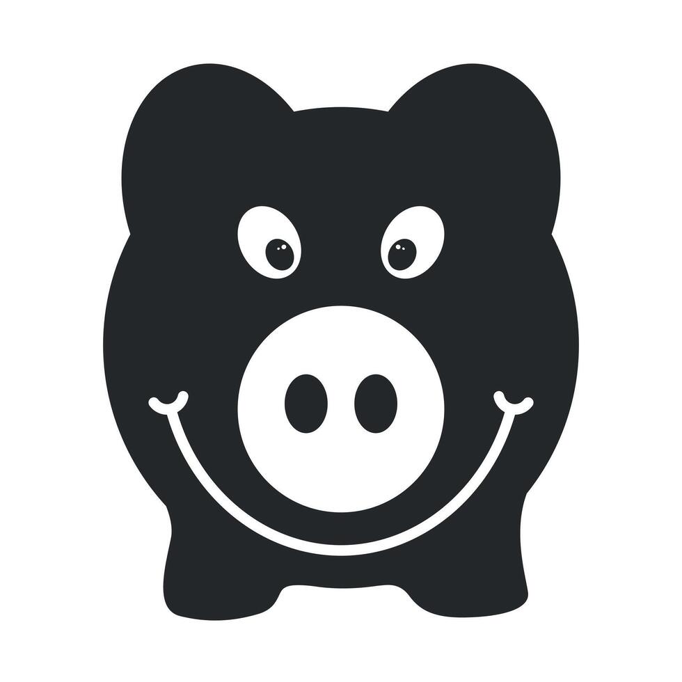 Pig silhouette with smiley expression vector illustration isolated on a white background.