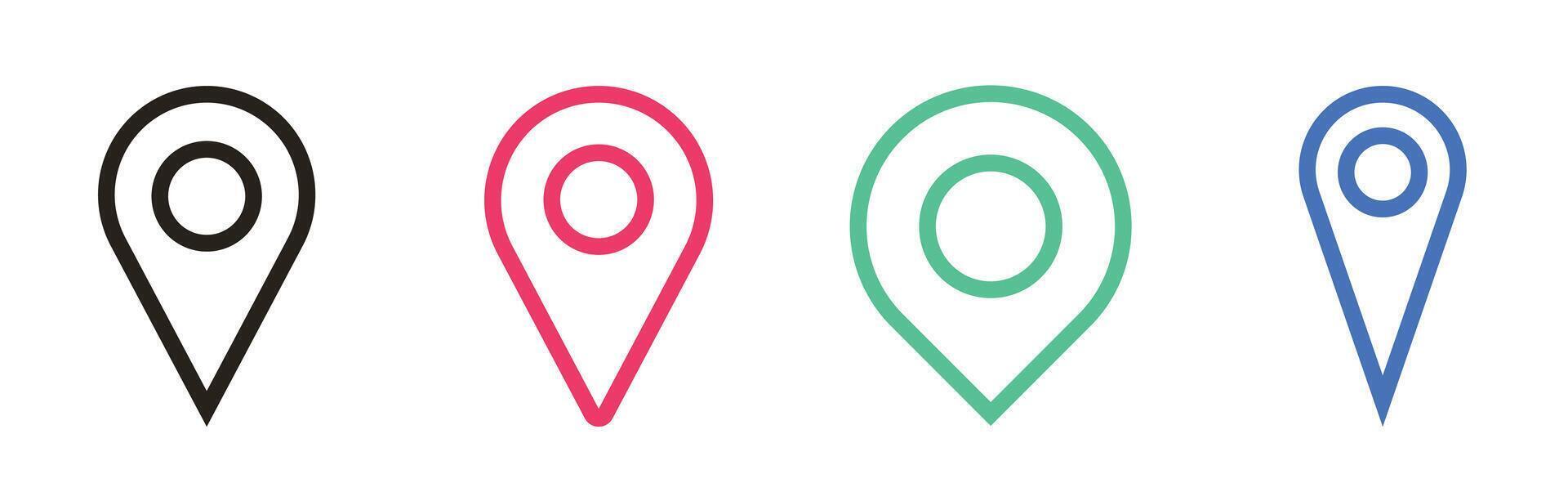 Set of location pin icons outline vector illustration design.