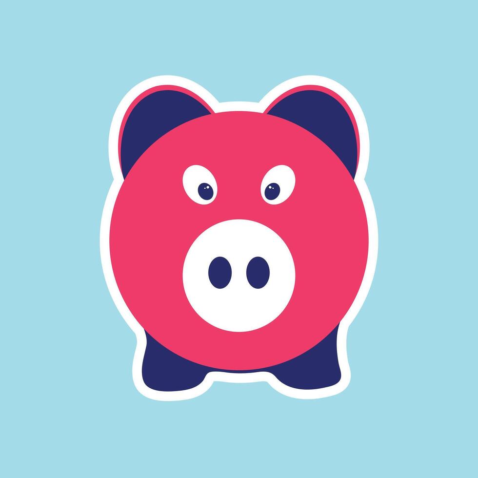 Pig vector illustration isolated on a blue background.