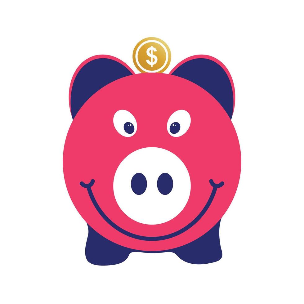 Colorful piggy bank with a dollar coin vector