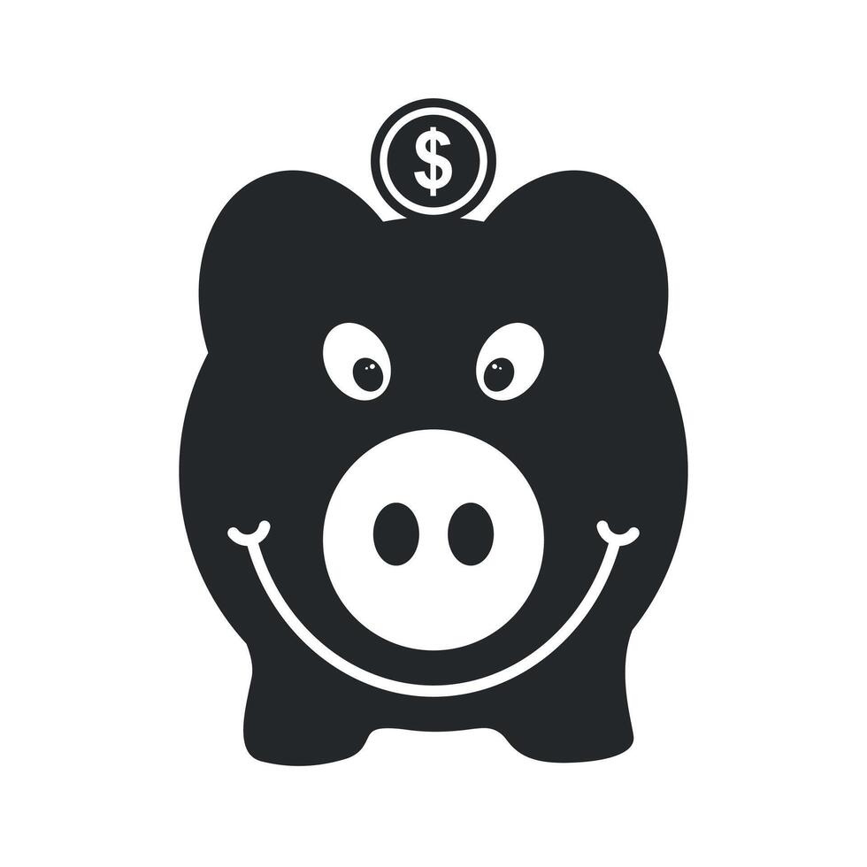 Piggy bank with a dollar coin vector