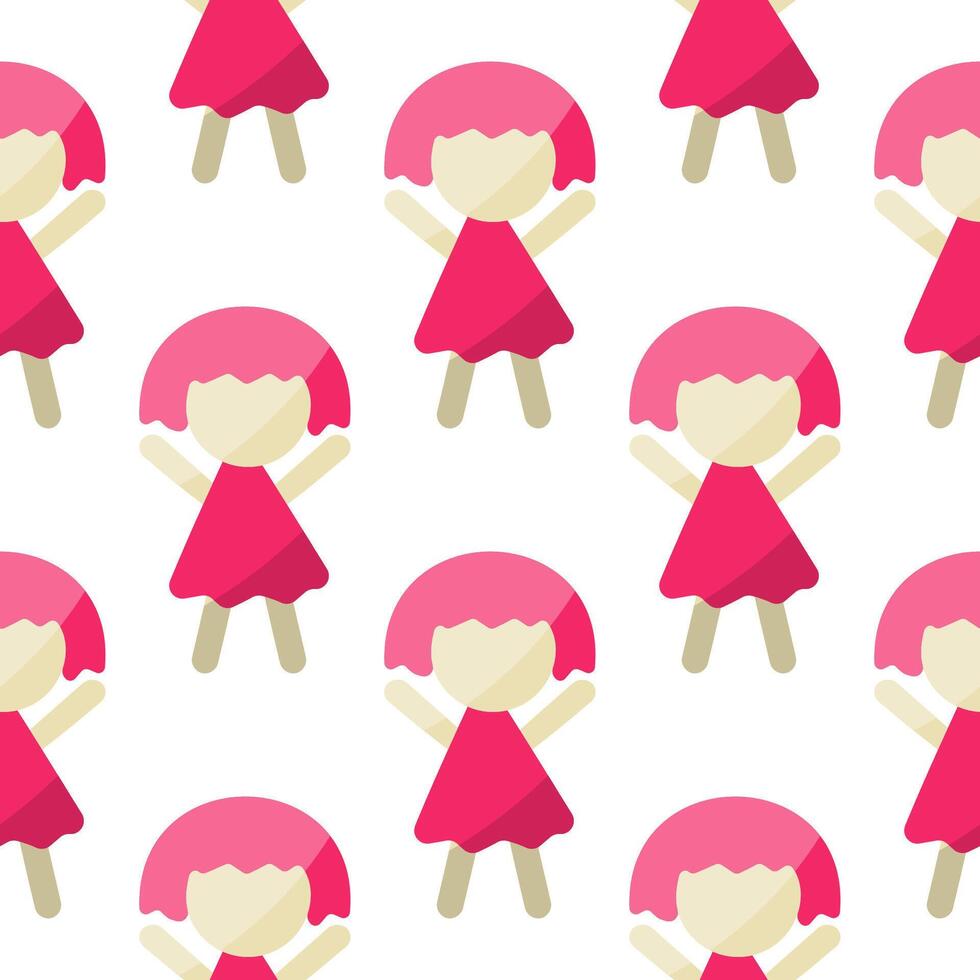 doll toy man childrens day pattern textile vector