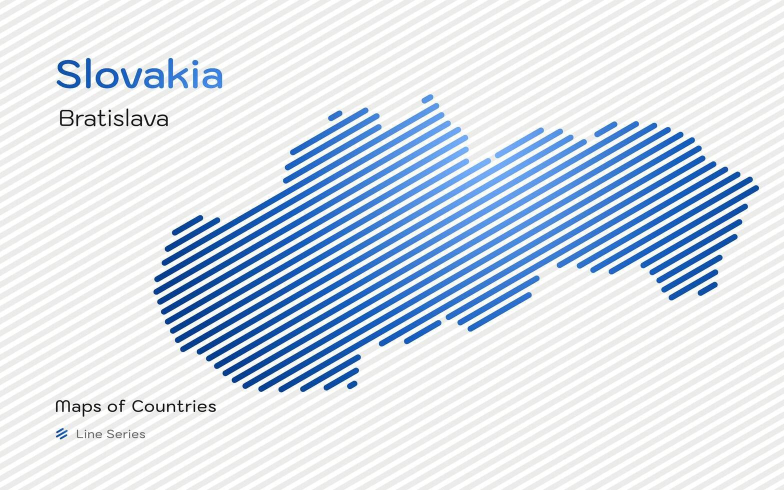 Slovakia Map in a Line Pattern. Stylized simple vector map